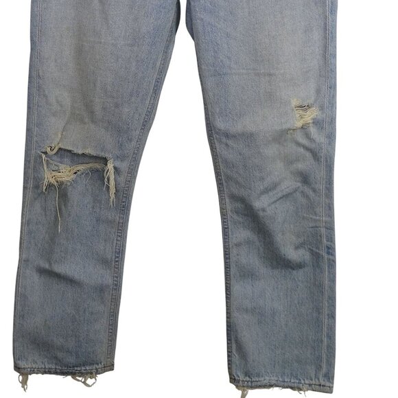 Agolde Riley High Rise Slim Straight Ripped Jeans Size 25 Light Wash Button Fly - Picture 2 of 7